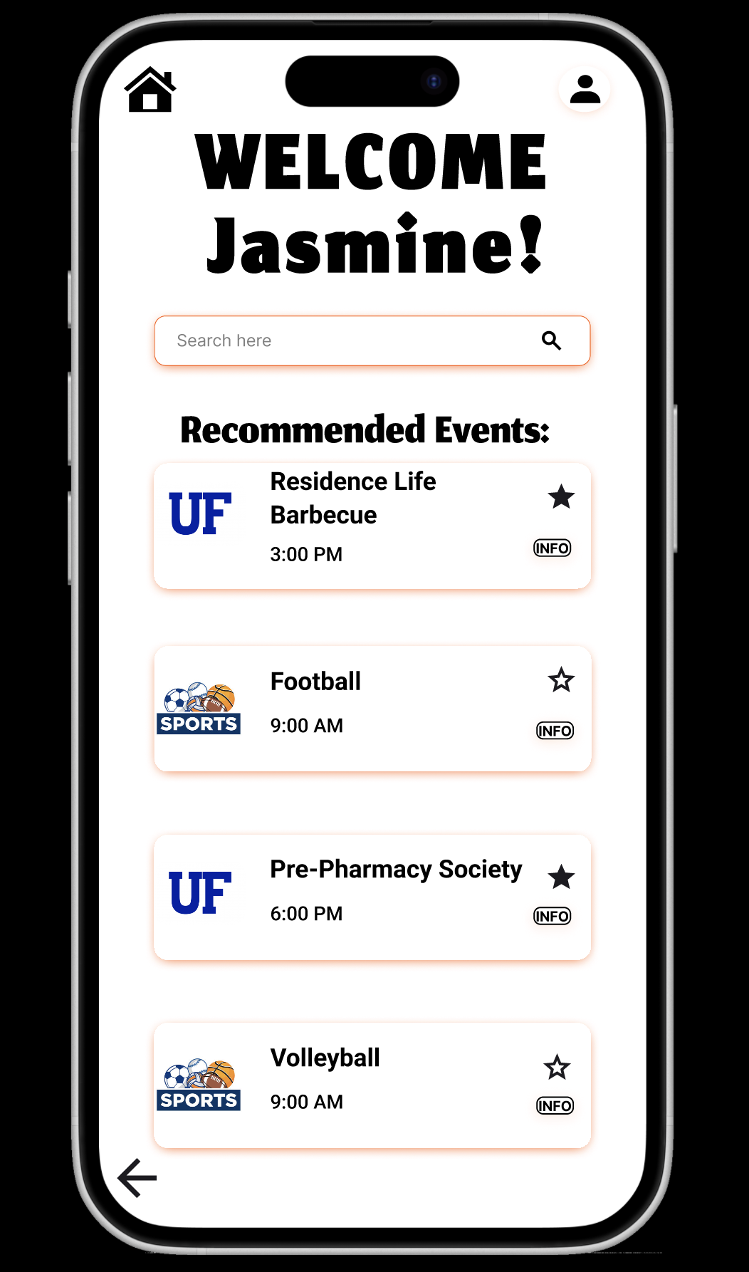 UF Events UX Prototype